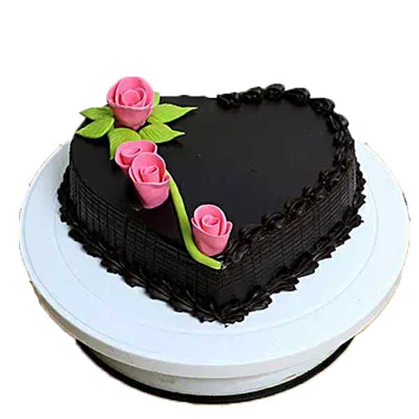 Creamy Heart Dark Chocolate Cake