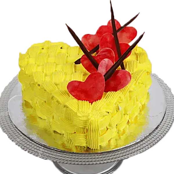 Decorated Hearts Mango Cake